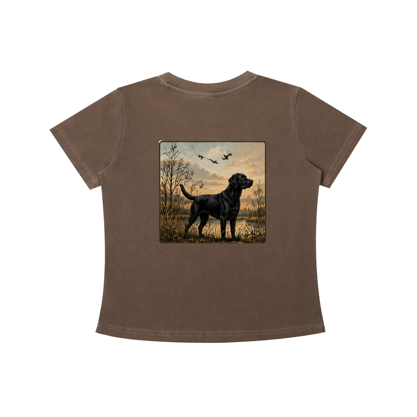 Womens Vintage Wash Carolina Outfitters Black Lab Square T-shirt