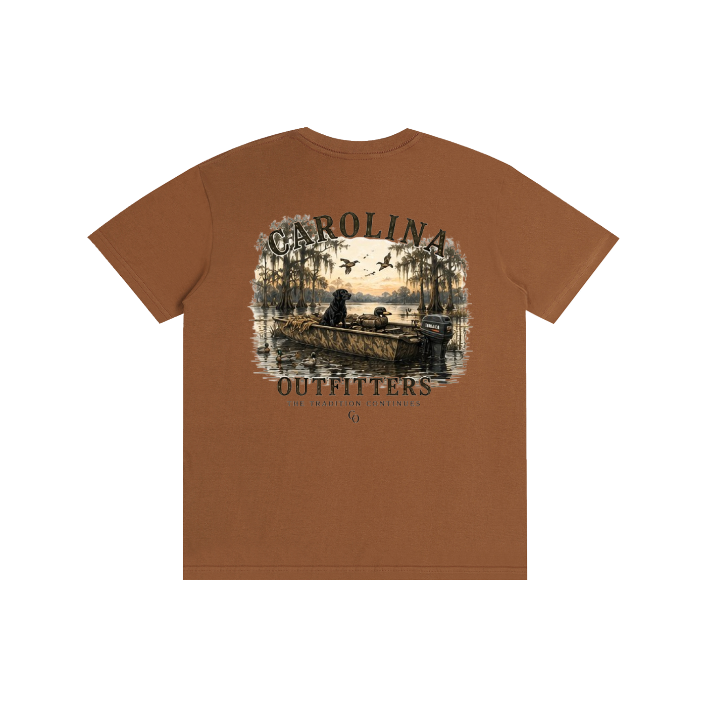 Mens Carolina Outfitters Dog and Boat T-Shirt