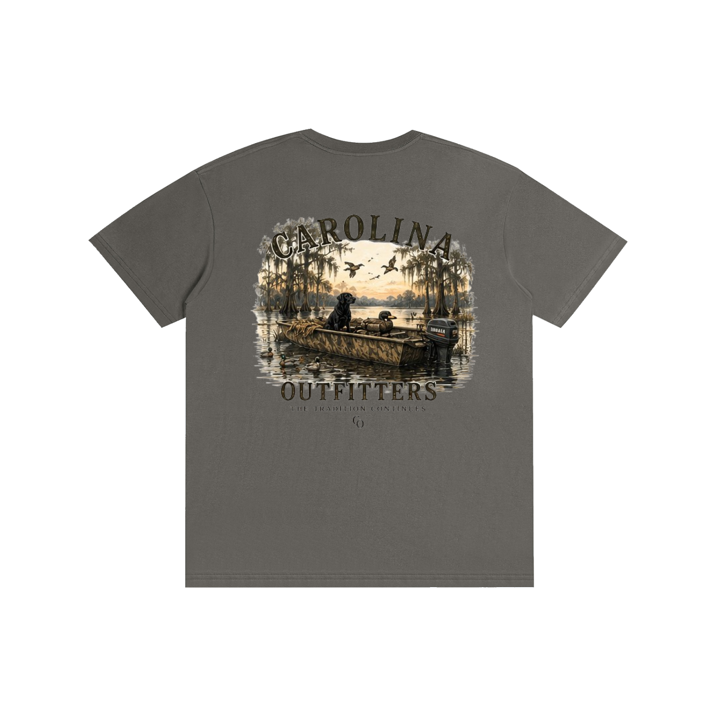 Mens Carolina Outfitters Dog and Boat T-Shirt