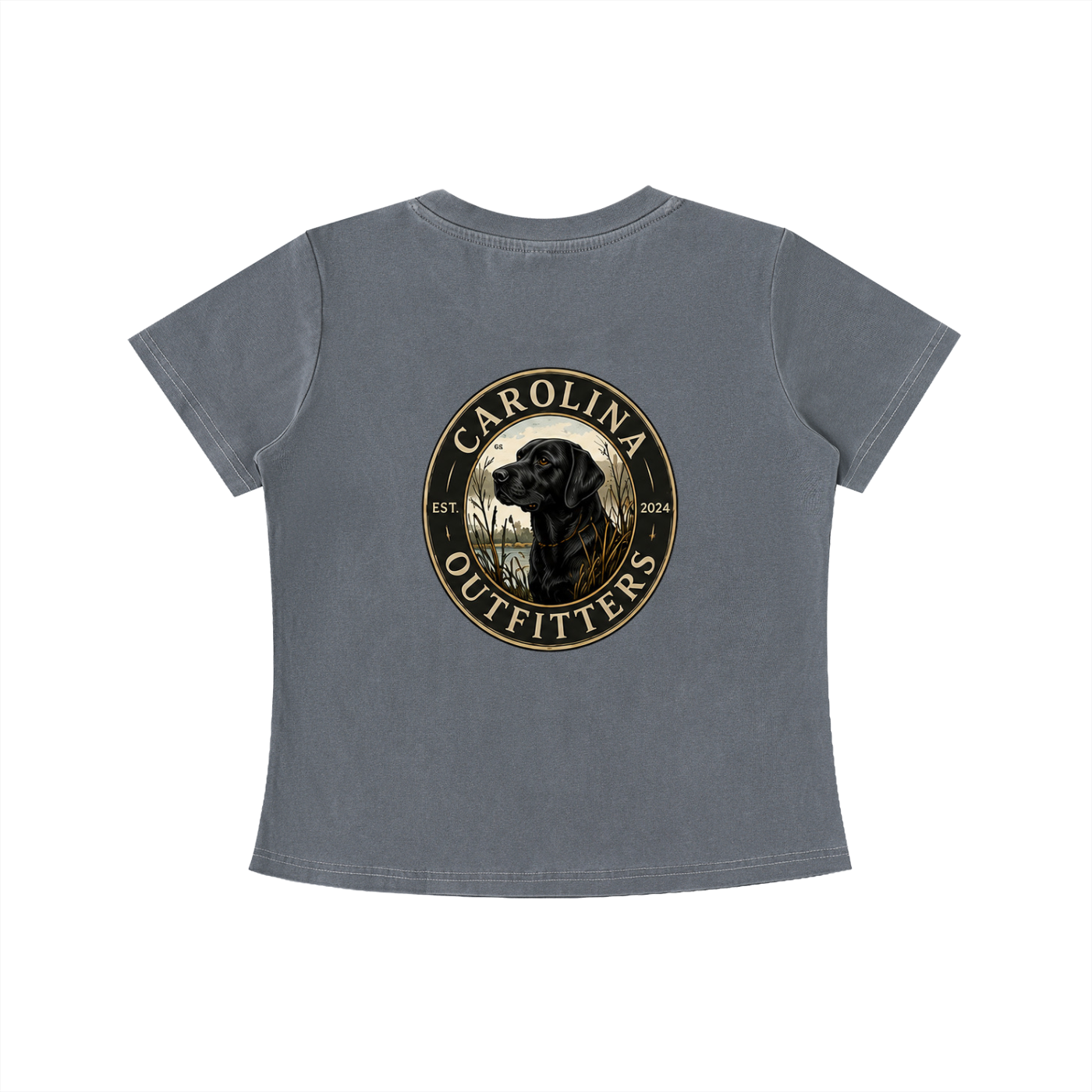 Womens Vintage Wash Black Lab Carolina Outfitters Oval T-shirt