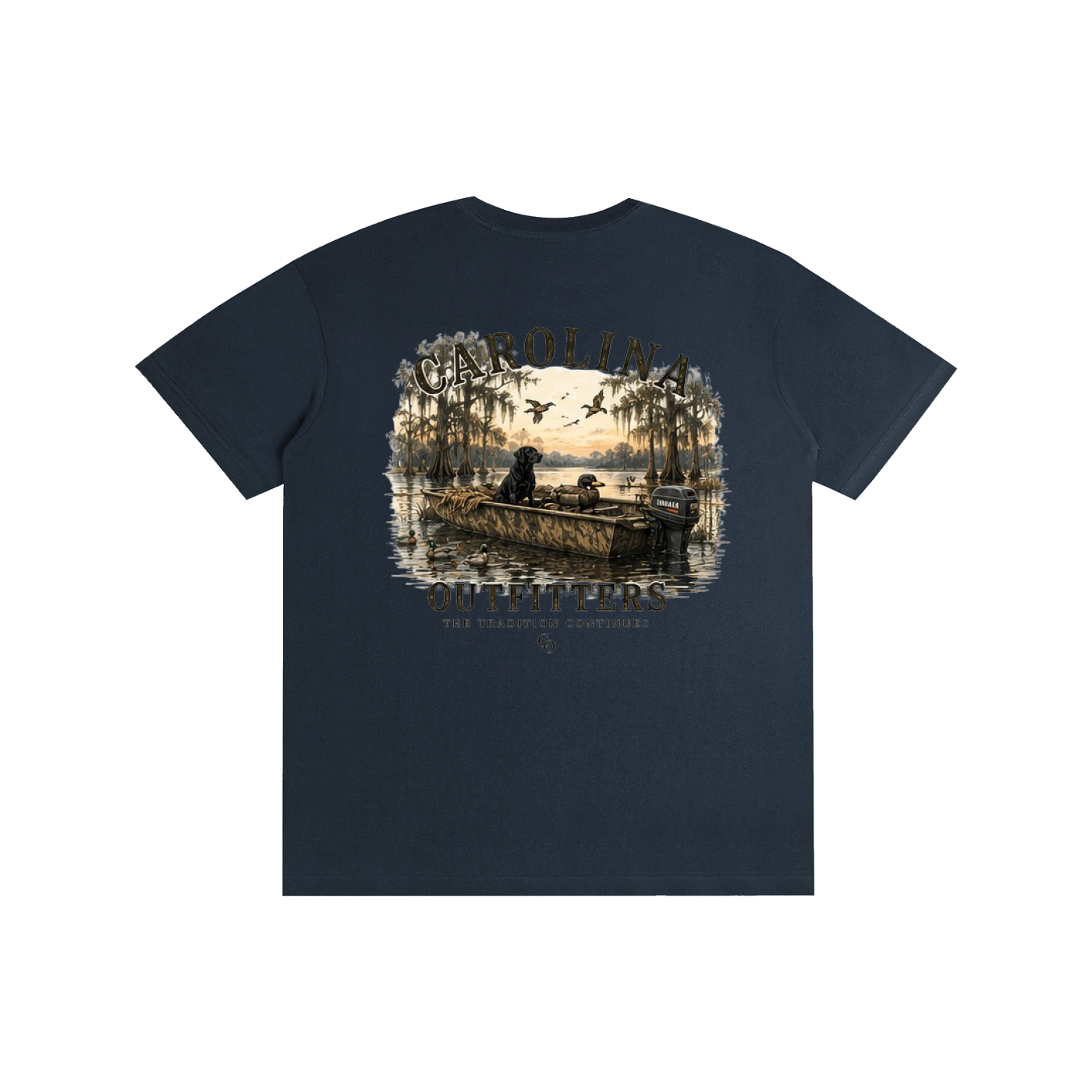 Mens Carolina Outfitters Dog and Boat T-Shirt