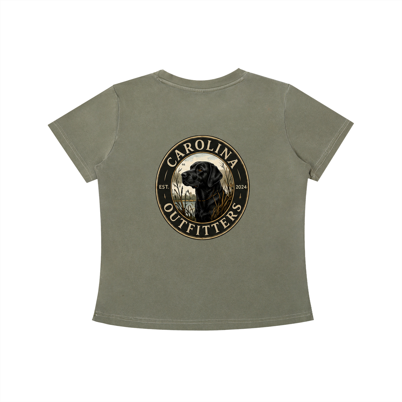 Womens Vintage Wash Black Lab Carolina Outfitters Oval T-shirt