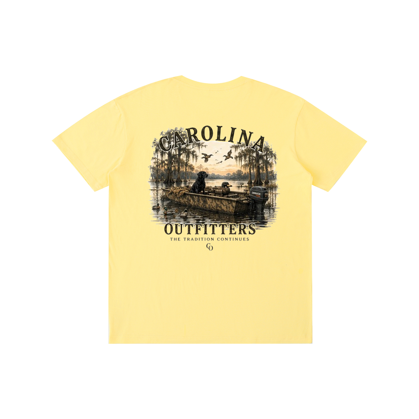 Mens Carolina Outfitters Dog and Boat T-Shirt