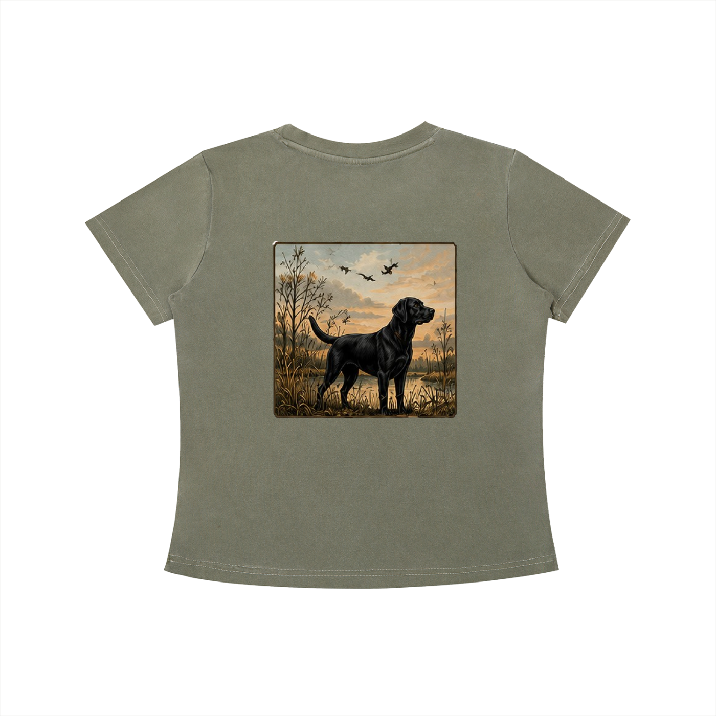 Womens Vintage Wash Carolina Outfitters Black Lab Square T-shirt