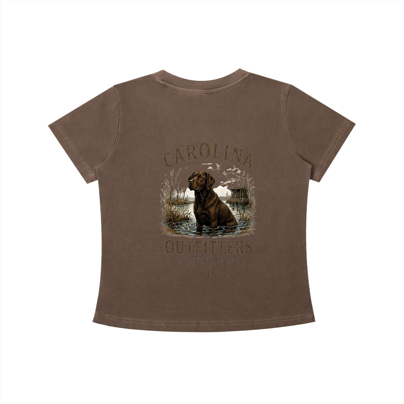 Womens Vintage Wash Carolina Outfitters Chocolate Lab T-shirt